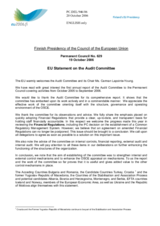 Statement by the Finnish Presidency of the Council of the European Union on the Audit Committee