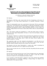Statement by the Delegation of Ukraine on the issues of the appointment of the OSCE Special Representative on Combating Trafficking in Human Beings