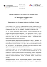 Statement by the German Presidency of the European Union on the Death Penalty