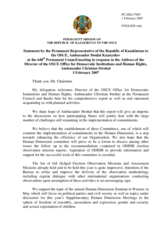 Statement by the Delegation of Kazakhstan in response to the report by the Director of ODIHR, Ambassador Christian Strohal