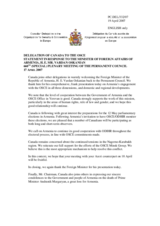 Statement by the Delegation of Canada in response to the Minister of Foreign Affairs of Armenia, H.E. Mr Vartan Oskanian