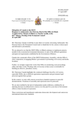 Statement by the Delegation of Canada in response to the Head of the OSCE Office in Minsk, Ambassador Åke Peterson
