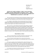 Article from the "Rossiyskaya Gazyeta" by army General Yuriy N. Baluyevskiy, Chief of the Armed Forces General Staff - First Deputy Minister of Defence of the Russian Federation