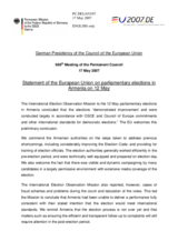 Statement by the German Presidency of the European Union on parliamentary elections in Armenia on 12 May