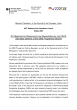 Statement by the German Presidency of the European Union in response to the OSCE Secretary General on his presentation of the 2008 Programme Outline