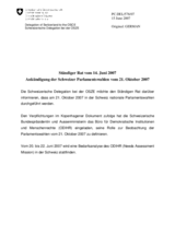 Statement by the Delegation of Switzerland informing about its Parliamentary elections to take place on 21 October and that an ODIHR Needs Assessment Mission related to these elections will be deployed between 20 and 22 July