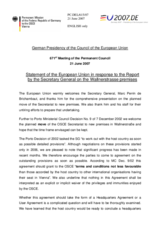 Statement by the German Presidency of the European Union in response to the Report by the Secretary General on the Wallnerstrasse premises