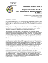 Statement by the Delegation of the United States of America in response to the report by the OSCE High Commissioner on National Minorities,Rolf Ekeus