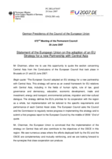 Statement by the German Presidency of the Council of the European Union on the adoption of an EU Strategy for a new Partnership with Central Asia