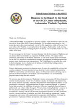 Statement by the Delegation of the United States in Response to the Report by the Head of the OSCE Centre in Dushanbe, Ambassador Vladimir Pryahkin