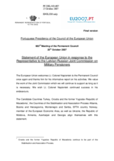 Statement by the Portuguese Presidency of the Council of the European Union in response to the Representative to the Latvian-Russian Joint Commission on Military Pensioners, Lt. Colonel Napiontek