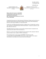 Statement by the Delegation of Canada on the outcome of the parliamentary elections that took place in Kyrgyzstan