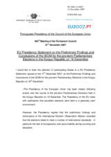 Statement by the Portuguese Presidency of the Council of the European Union on the outcome of the parliamentary elections that took place in Kyrgyzstan