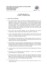 Bosnia and Herzegovina, General Elections, 1 October 2006: Interim Report No. 1