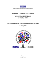 Bosnia and Herzegovina, Municipal Elections, 5 October 2008: Needs Assessment Mission Report
