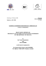 Croatia: Draft Joint Opinion on the Draft Law on the State Election Commission
