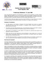 Czech Republic, Parliamentary Elections, 19-20 June 1998: Preliminary Statement