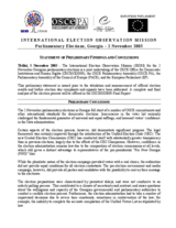 Georgia, Parliamentary Elections, 2 November 2003: Preliminary Statement Georgia, Parliamentary Elections, 2 November 2003: Preliminary Statement