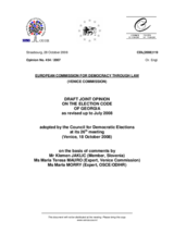 Georgia: Draft Joint Opinion on the Election Code Georgia: Draft Joint Opinion on the Election Code