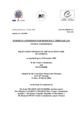 Georgia: Draft Joint Opinion on the Election Code Georgia: Draft Joint Opinion on the Election Code