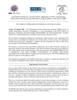 Kazakhstan, Parliamentary Elections, 18 August 2007: Preliminary Statement