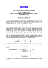 Former Yugoslav Republic of Macedonia, Local Elections, 17 November 1996: Press Statement Former Yugoslav Republic of Macedonia, Local Elections, 17 November 1996: Press Statement