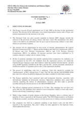 Kyrgyzstan, Presidential Election, 23 July 2009: Interim Report No. 1