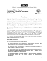 Latvia, Parliamentary Elections/Referendum, 3 October 1998: Preliminary Statement