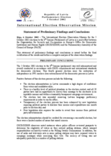 Latvia, Parliamentary Elections, 5 October 2002: Preliminary Statement