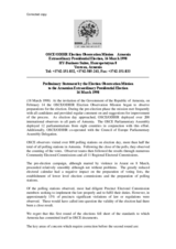 Armenia, Presidential Election, First Round, 16 March 1998: Preliminary Statement