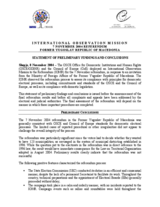 Former Yugoslav Republic of Macedonia, Referendum, 7 November 2004: Preliminary Statement Former Yugoslav Republic of Macedonia, Referendum, 7 November 2004: Preliminary Statement
