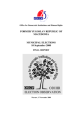 Former Yugoslav Republic of Macedonia, Local Elections, 10 and 24 September 2000: Final Report