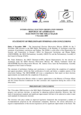 Azerbaijan, Parliamentary Elections, First Round, 5 November 2000: Preliminary Statement Azerbaijan, Parliamentary Elections, First Round, 5 November 2000: Preliminary Statement
