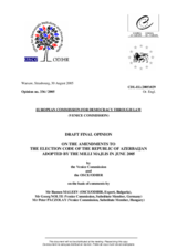 Azerbaijan: Draft Final Opinion on the Amendments to the Election Code Azerbaijan: Draft Final Opinion on the Amendments to the Election Code