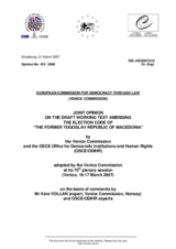 Former Yugoslav Republic of Macedonia: Joint Opinion on the Draft Working Text Amending the Election Code Former Yugoslav Republic of Macedonia: Joint Opinion on the Draft Working Text Amending the Election Code