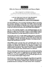 Azerbaijan: Review of the Law on Election of the President Azerbaijan: Review of the Law on Election of the President