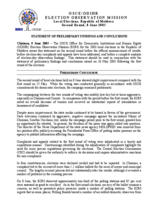 Moldova, Local Elections, Second Round, 8 June 2003: Preliminary Statement Moldova, Local Elections, Second Round, 8 June 2003: Preliminary Statement