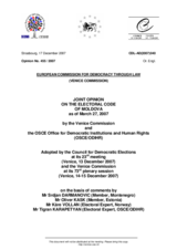 Moldova: Joint Opinion on the Election Code Moldova: Joint Opinion on the Election Code