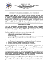 Montenegro, Presidential Election, 11 May 2003: Preliminary Statement