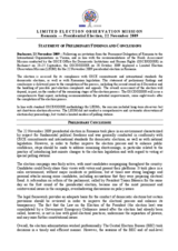 Romania, Presidential Election, First Round, 22 November 2009: Preliminary Statement Romania, Presidential Election, First Round, 22 November 2009: Preliminary Statement