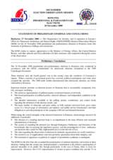 Romania, Parliamentary and Presidential Elections, 26 November and 10 December 2000: Preliminary Statement Romania, Parliamentary and Presidential Elections, 26 November and 10 December 2000: Preliminary Statement