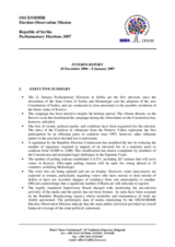Serbia, Parliamentary Elections, 21 January 2007: Interim Report No. 1 Serbia, Parliamentary Elections, 21 January 2007: Interim Report No. 1