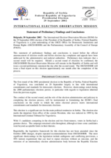 Serbia, Presidential Election, First Round, 29 September 2002: Preliminary Statement Serbia, Presidential Election, First Round, 29 September 2002: Preliminary Statement