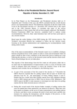Serbia, Repeat Presidential Election, Second Round, 21 December 1997: Report Serbia, Repeat Presidential Election, Second Round, 21 December 1997: Report