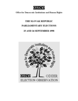 Slovakia, Parliamentary Elections, 25-26 September 1998: Final Report Slovakia, Parliamentary Elections, 25-26 September 1998: Final Report