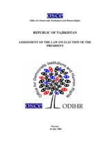 Tajikistan: Assessment of the Law on Election of the President Tajikistan: Assessment of the Law on Election of the President