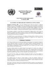 Parliamentary Elections, 27 February 2000: Preliminary Statement Parliamentary Elections, 27 February 2000: Preliminary Statement