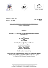 Ukraine: Opinion on the Law on the Election of People's Deputies Ukraine: Opinion on the Law on the Election of People's Deputies