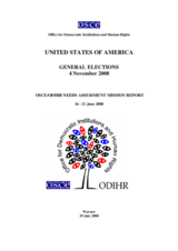 United States, General Elections, 4 November 2008: Needs Assessment Mission Report