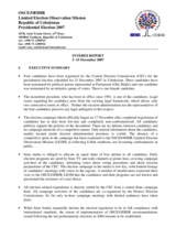 Uzbekistan, Presidential Election, 23 December 2007: Interim Report No. 1 Uzbekistan, Presidential Election, 23 December 2007: Interim Report No. 1